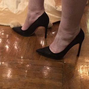 Pointed toe heel lace/suede shoes